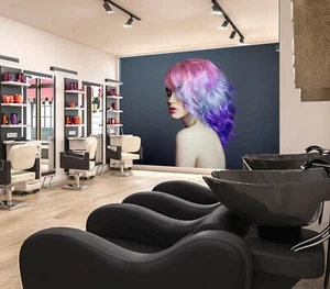 3D Hübscher M245 Haarschnitt Salon Shop Tapete Wandbild Selbstklebend Abnehmbare - Bild 1 von 11