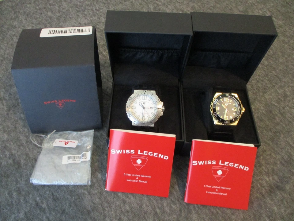 SWISS LEGEND MENS WATCH (2) 50mm CHALLENGER+46mm EXPEDITION +BOX/BOOKS-NEW BATTS - image 1 of 4