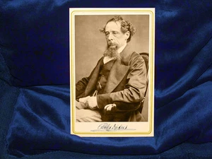 CHARLES DICKENS Victorian Writer Genius Cabinet Card Photo Vintage CDV RP - Picture 1 of 2