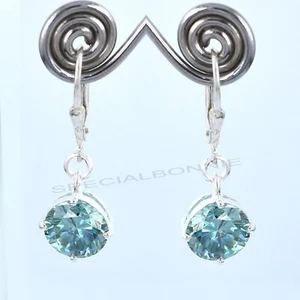 6Ct Certified Blue Diamond Solitaire Earrings-Great Shine, Amazing Luster. - Picture 1 of 10