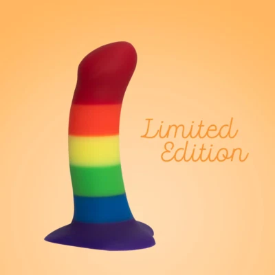 Fun Factory Amor Dildo, Rainbow Pride Silicone Dong 5.75" Harness Compatible - Image 1 of 4