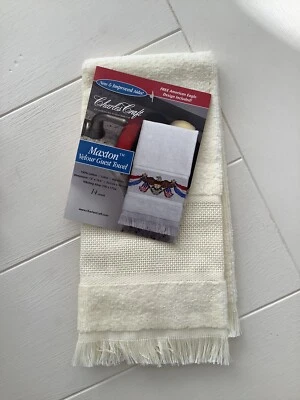 Charles Craft Maxton Velour Guest Towel 14 Count Aida Yellow 100% Cotton NWT - Image 1 of 4