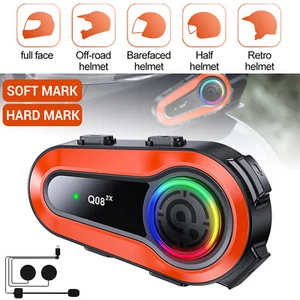 Motorcycle Headset Bluetooth Helmet Intercom Speaker Music Share Headphone 2025 - Picture 1 of 16