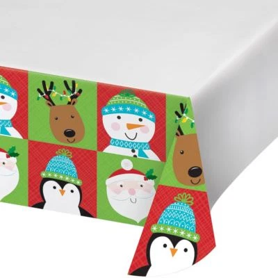 Friends of Santa Christmas Plastic Tablecover 54 x 102 - Image 1 of 2