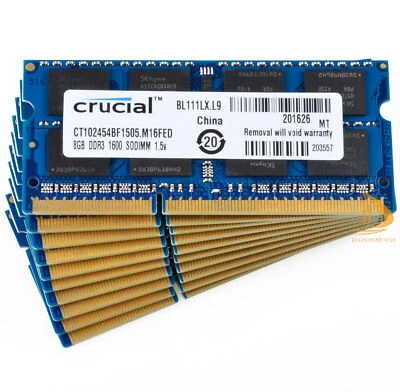 Crucial 10x 8GB 2Rx8 PC3-12800S DDR3 1600Mhz 1.5V SODIMM RAM Laptop Memory #D1 - Image 1 of 4