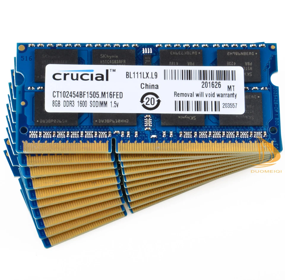 Crucial 10x 8GB 2Rx8 PC3-12800S DDR3 1600Mhz 1.5V SODIMM RAM Laptop Memory #D1 - Image 1 of 4
