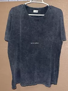 Saint Laurent Paris 17SS Distressed Classic Logo Print Short Sleeve T Shirt Sz M - Picture 1 of 14