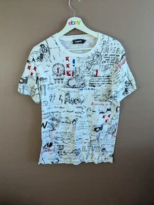 Desigual T-Shirt Mens Size M White Cotton Short Sleeve Aop Graphic Print Adults - Picture 1 of 9