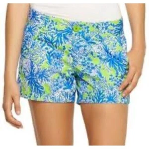 Lilly Pulitzer tropische Blumendruck Shorts blau grün Sommer Strand Größe 4 - Bild 1 von 6