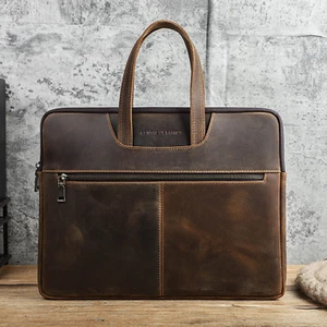For MacBook Pro 15 Inch Leather Laptop Bag Crazy Horse Leather Case with Handle - Picture 1 of 18