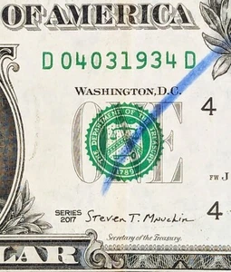 2017 $1 bill fancy serial birthday note D 04031934 D Jane Goodall April 03, 1934 - Picture 1 of 9
