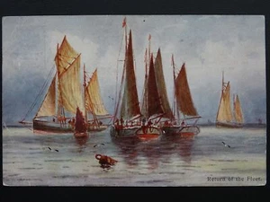Tema de Pesca EL REGRESO DE LA FLOTA - PESCA SMACKS c1905 Postal de Botas - Imagen 1 de 2