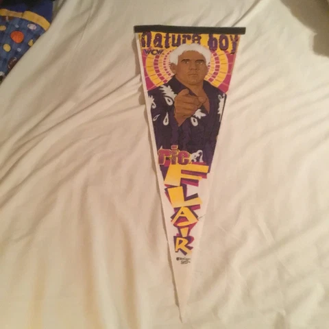 Vintage 1996 Wincraft Ric Flair Nature Boy WCW Pennant 30” Wrestling Free Ship Cover