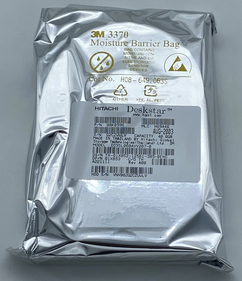 Hitachi IC35L060AVV207-0 40GB IDE Hard Drive P/N: 08K0996 MLC H69446 Brand NEW! - Image 1 of 1