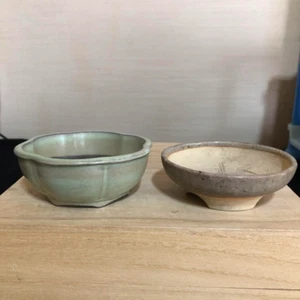rare shape small " 和鉢常滑 " round Traditional Tokoname bonsai pot very good Japan - Picture 1 of 18
