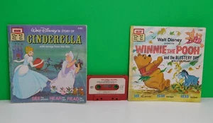 Disney Cinderella & Winnie Pooh Blustery Day Books & Cassette Tape Read-Along - Picture 1 of 24