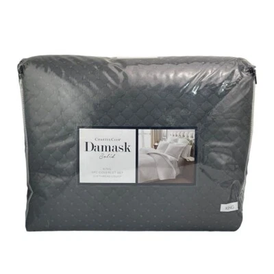 Charter Club Damasco Acolchado KING Juego de Cobertor y Fundas MÁRMOL Foto 1 de 4