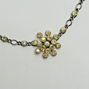 Vintage Konplott Yellow Multi Crystal Necklace With Pewter Chain Germany - Picture 1 of 8