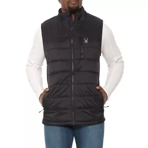 $ 149 Spyder Herren M Level Up gefütterte Weste isoliert schwarz durchgehender Reißverschluss Größe M, neu mit Etikett - Bild 1 von 4