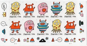 Scott #5636-5639a MESSAGE MONSTERS Plate Block Half Sheet Of 10 stamps - MNH Bot - Picture 1 of 1