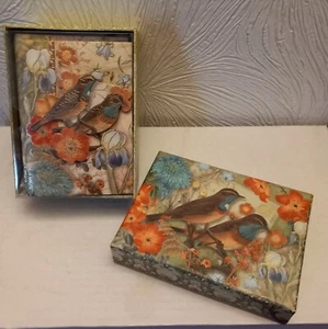 Boxed Notelets Note Cards x 8 Decoupage Birds with Decorated Envelopes - NEW - Picture 1 of 9
