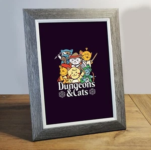 Art Print, Dungeons & Cats Art Print, Game Room Wall Poster, Desk Picture, Gift - Picture 1 of 3
