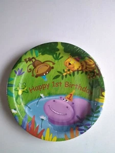 8 9" Jungle Buddies First Birthday Party Paper Plates - Picture 1 of 1