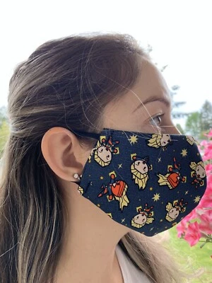 Captain Marvel Handmade 100% Cotton Fabric Face Mask NURSE Doctors Blue EMS - Image 1 of 2