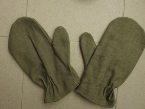 Vintage 70s Green Canvas Mittens Gloves Industrial Factory Army Bulgaria (L) 2 - Picture 1 of 4