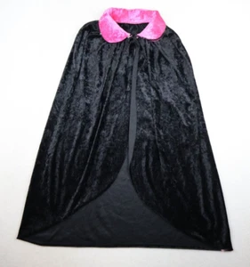 GIRL'S BLACK & PINK VELOUR COSTUME CAPE - Picture 1 of 11