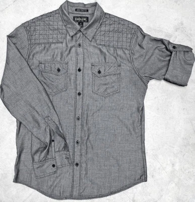 Camisa Helix acolchada acolchada superior pecho lengüetas enrollables gris manga larga para hombre mediana Foto 1 de 3