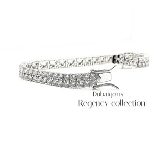 Double Row Bracelet Tennis Bracelet Platinum finish Created Diamond gift boxed - Picture 1 of 6