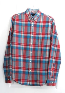 NWT J CREW Mens Long Sleeve Madras Plaid Button Down Shirt Sz S - Picture 1 of 3