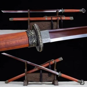Chinese KUNGFU Tang Dao Sword High Carbon Steel Redness Sharp Blade Broadsword - Picture 1 of 12