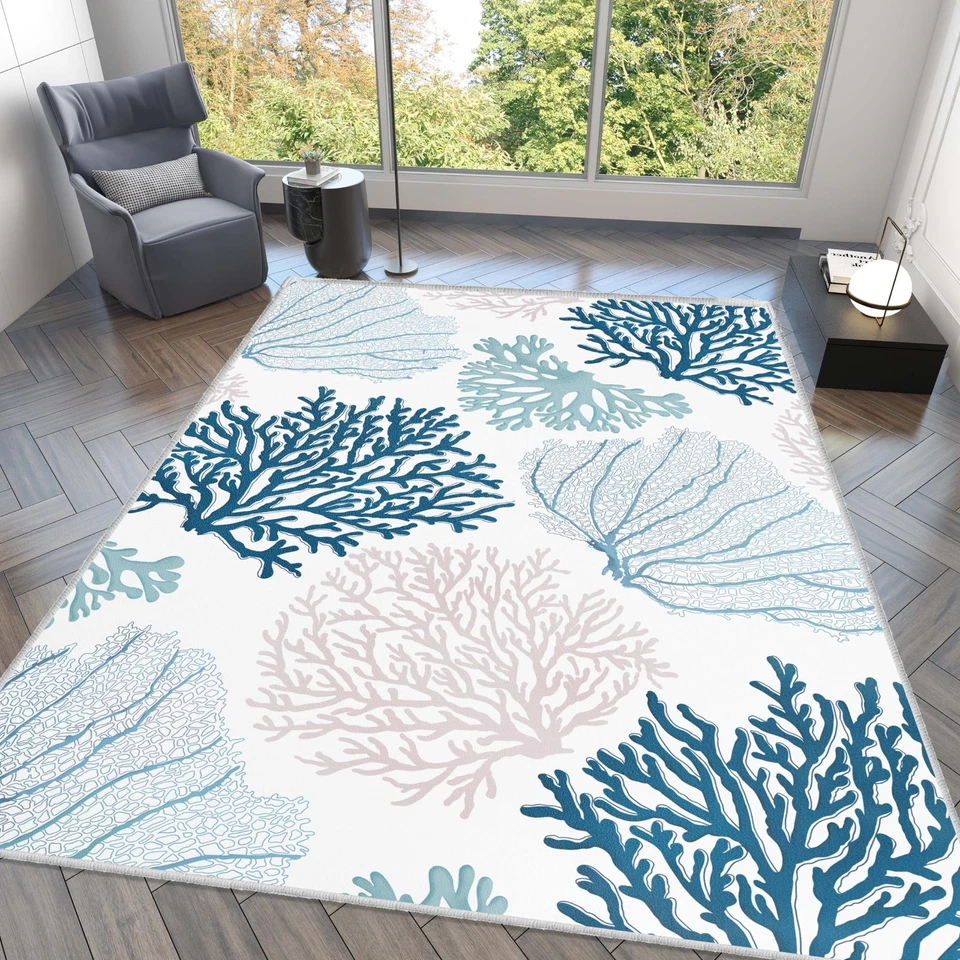 Alfombra costera alfombras de playa antideslizantes náuticas coral alfombras lavables a máquina mod... Foto 1 de 4