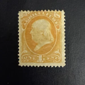 Sello de Estados Unidos Scott #O1—1875 Franklin oficial MH ver fotos marca arriba izquierda - Imagen 1 de 2