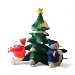 VTG GEMMY 2005 8' Tall Snowmen With Lighted Christmas Tree Inflatable XL - Picture 1 of 7