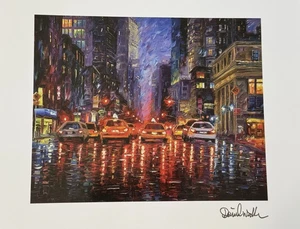 Impresión litográfica de pared Daniel arte firmado "Rainy Manhattan Night" 2024 con certificado de autenticidad - Imagen 1 de 3