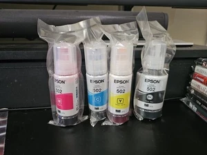 Genuine Epson 502 Ink Bottle 4 Pack for ET-2700 ET-2750 ET-3700 ET-3750 - Photo 1/1