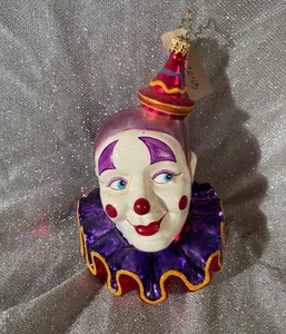 Vintage 2003 Christopher Radko Clowner um Glas Ornament Retro Clowns - Bild 1 von 3