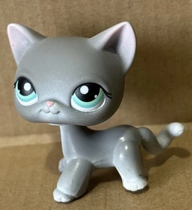 Authentische Littlest Pet Shop #126 Kurzhaar Katze Hasbro LPS grau türkis Augen 2004 - Bild 1 von 6