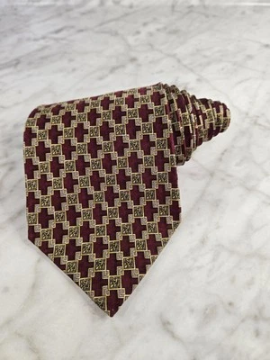 Corbata para hombre Roundtree & Yorke borgoña/dorada 100 % seda nueva sin etiquetas hecha en EE. UU.  Foto 1 de 4