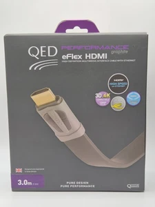 QED PERFORMANCE GRAPHITE | 3M | eFLEX HDMI CABLE | FLAT CABLE WITH ETHERNET - Picture 1 of 4