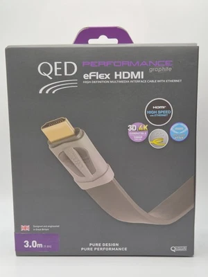 QED PERFORMANCE GRAPHITE | 3M | eFLEX HDMI CABLE | FLAT CABLE WITH ETHERNET - Image 1 of 4