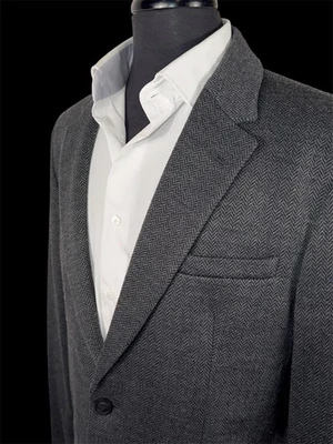 EMPORIO ARMANI JOHNNY LINE STRETCH FLANNEL HERRINGBONE SPORT COAT SZ 44 ITALY - image 1 of 4