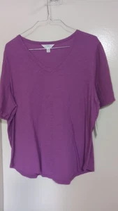 TIME AND TRU MUJER JERSEY MORADO CAMISETA MANGA CORTA TALLA XL NUEVO CON ETIQUETAS - Imagen 1 de 3