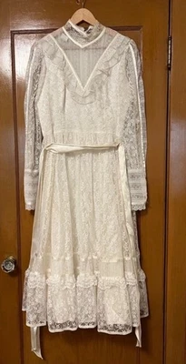 Vestido de novia y saxo Gunne vintage años 70 raro talla 13 Foto 1 de 4