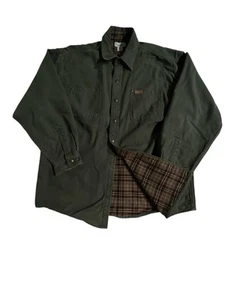 Camisa chaqueta chaqueta de lona forrada de franela verde Carhartt para hombre S96MOS grande de colección - Imagen 1 de 11