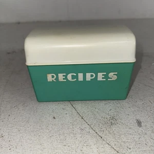 Vintage türkis Lustro Ware Kunststoff Rezeptbox - Bild 1 von 4