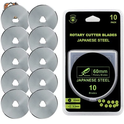 Versátil cortador rotativo de 60 mm paquete de 10 cuchillas | Compatibilidad con Olfa y Fiskars Foto 1 de 4